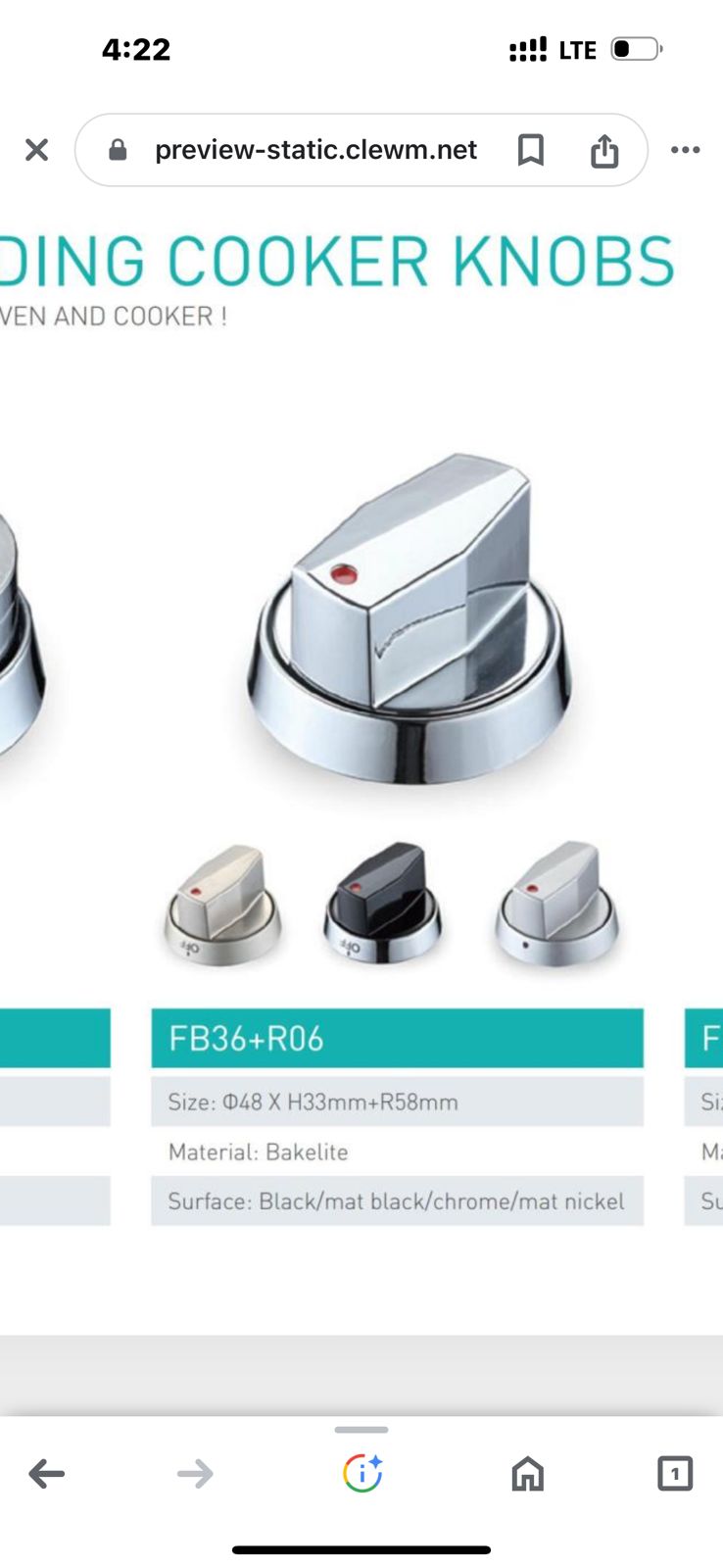 Free standing cooker knobs 1